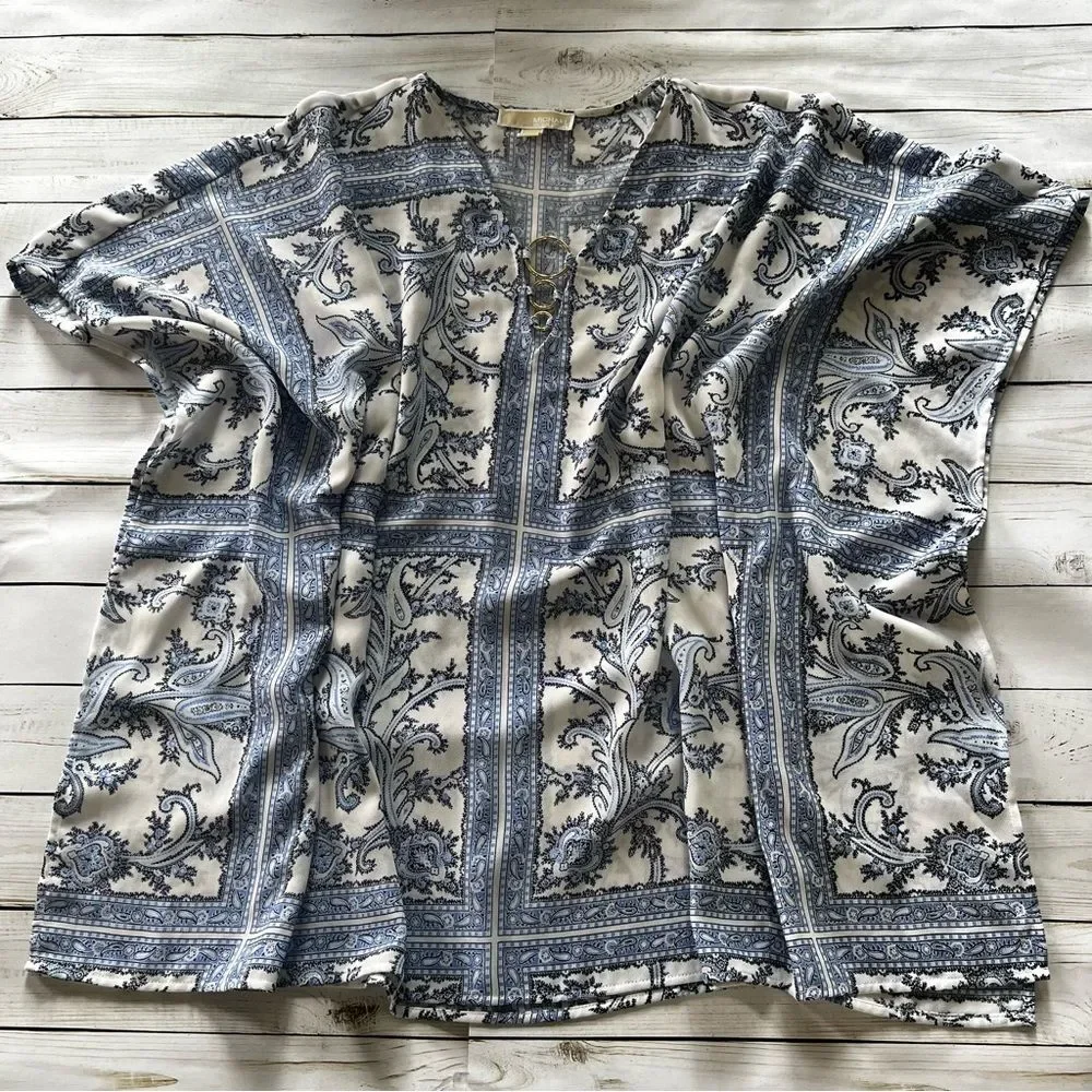 Michael Kors Blue and White Patterned Tunic